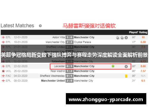 英超争冠格局新变数下强队博弈与赛程走势深度解读全面解析前景
